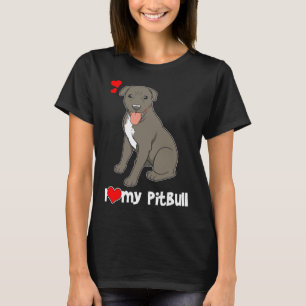 I Love My Pitbull Pit Bull Lover Print T-Shirt