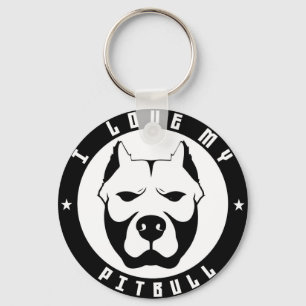 I LOVE MY PITBULL PIT BULL pet dog breed Keychain