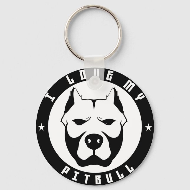 I LOVE MY PITBULL PIT BULL pet dog breed Keychain (Front)