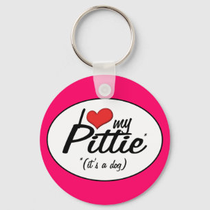 I Love My Pittie (It's a Dog) Keychain