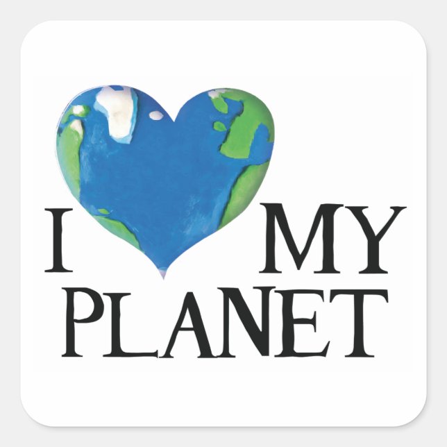 I love my planet square sticker (Front)