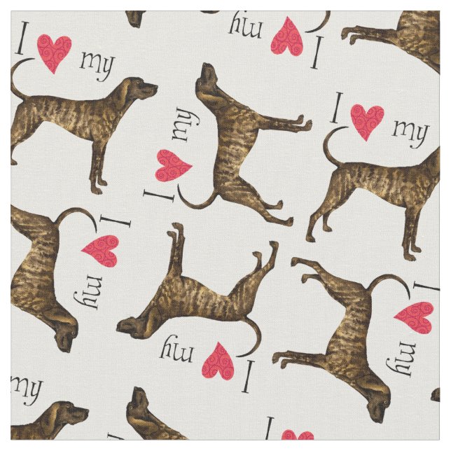 I Love my Plott Hound Fabric (Close Up)