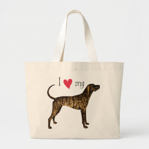 I Love my Plott Hound Large Tote Bag