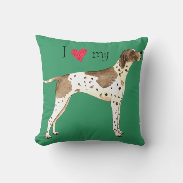 I Love my Pointer Throw Pillow (Front)