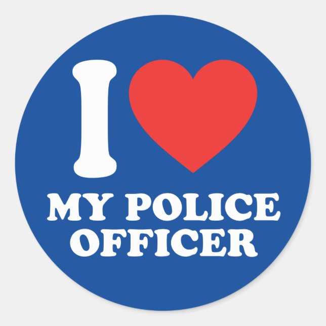 I Love My Police Officer Classic Round Sticker (Front)