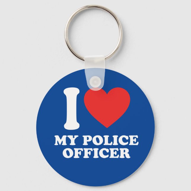 I Love My Police Officer Keychain (Front)