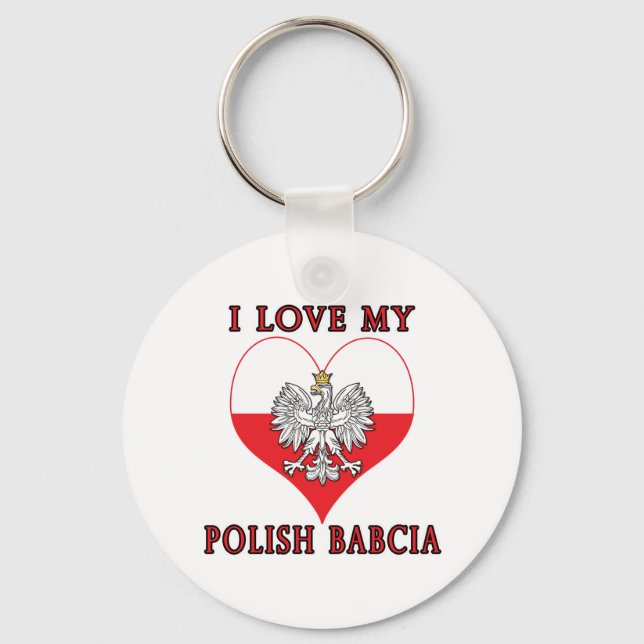 I Love My Polish Babcia Keychain (Front)