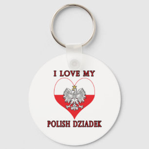 I Love My Polish Dziadek Keychain