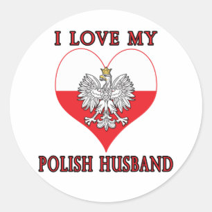 I Love My Polish Husband Classic Round Sticker