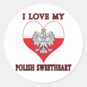 I Love My Polish Sweetheart Classic Round Sticker