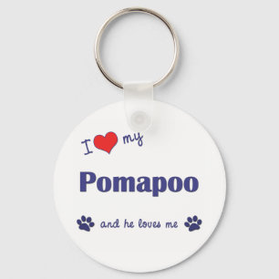 I Love My Pomapoo (Male Dog) Keychain