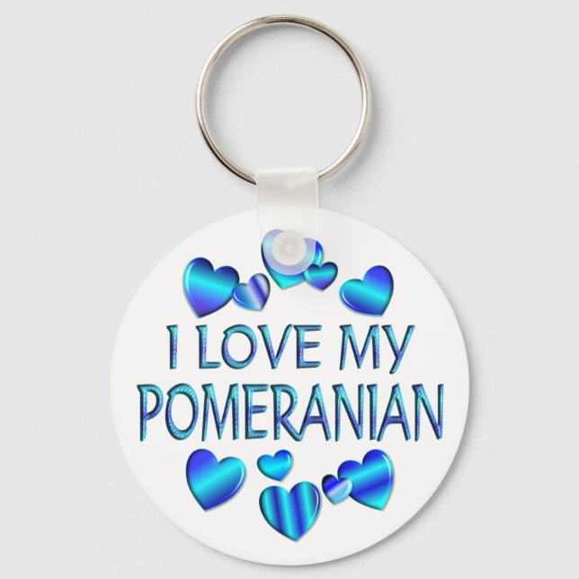 I Love My Pomeranian Keychain (Front)