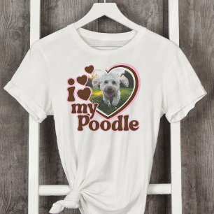 I Love My Poodle Custom Pink Heart Photo  T-Shirt