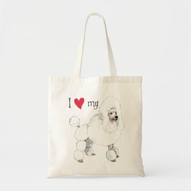 I Love my Poodle Large Tote Bag (Front)