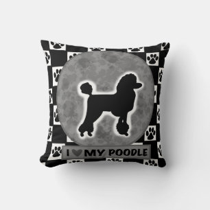 I Love My Poodle Throw Pillow