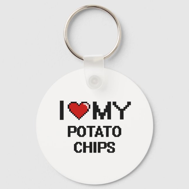 I Love My Potato Chips Digital design Keychain (Front)
