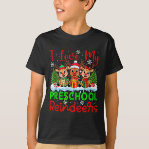I Love My Preschool Reindeers Christmas Teacher St T-Shirt
