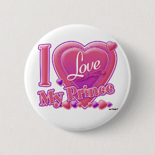 I Love My Prince pink/purple - heart 2 Inch Round Button