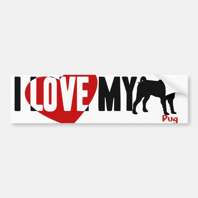 I Love My Pug Bumper Sticker (Front)