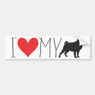 I Love My Pug Bumper Sticker