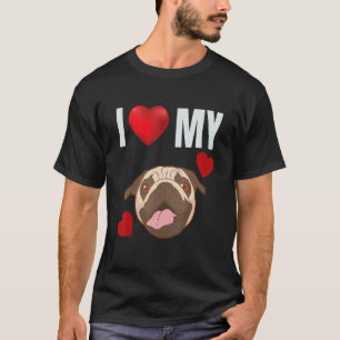 I Love My Pug  Cute Adorable Pug Dutch Bulldog Dog T-Shirt