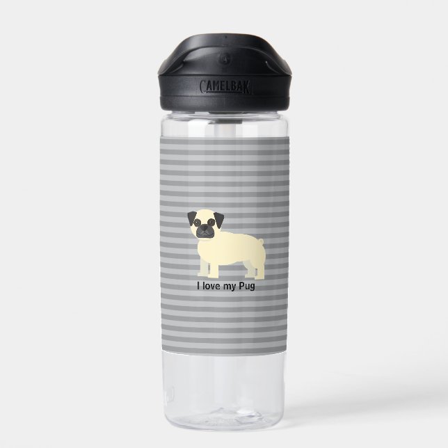 I love my Pug Gray Lined Water Bottle (Back)