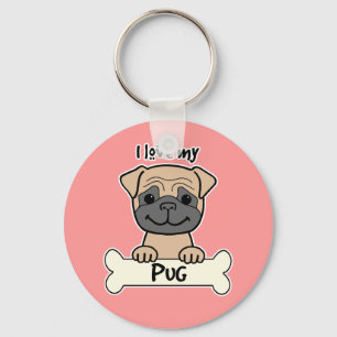 I Love My Pug Keychain