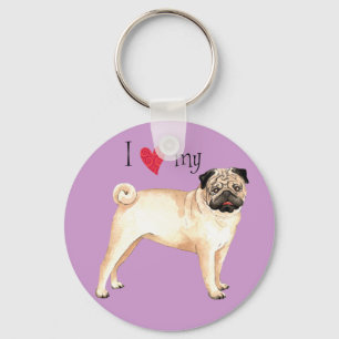 I Love my Pug Keychain