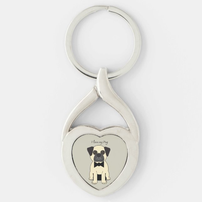 I Love My Pug Keychain (Front)