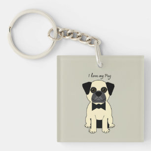 I Love My Pug Keychain