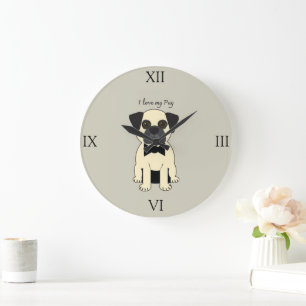 I Love My Pug Large Clock