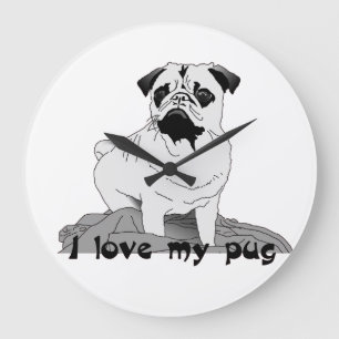 I Love My Pug Large Clock