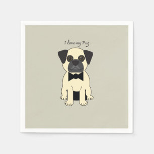 I Love My Pug Napkin