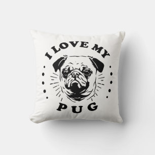 I Love My Pug Throw Pillow