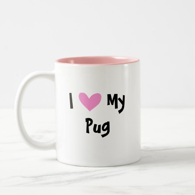 I Love My Pug Two-Tone Coffee Mug (Left)