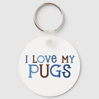 I Love My Pugs keychain
