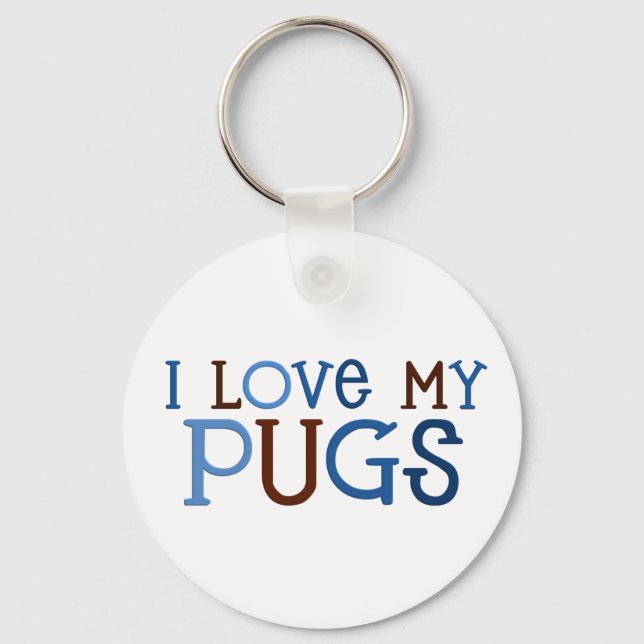 I Love My Pugs keychain (Front)