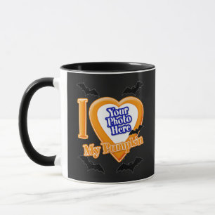 I Love My Pumpkin With Your Photo With Bats Mug