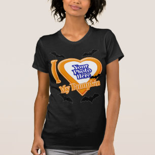 I Love My Pumpkin With Your Photo With Bats T-Shirt