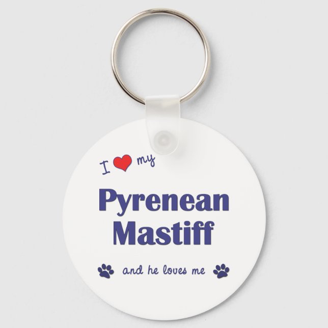 I Love My Pyrenean Mastiff (Male Dog) Keychain (Front)