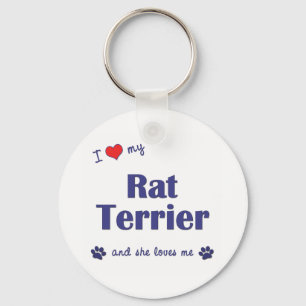 I Love My Rat Terrier (Female Dog) Keychain