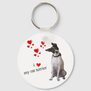 I Love my Rat Terrier Keychain