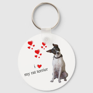 I Love my Rat Terrier Keychain
