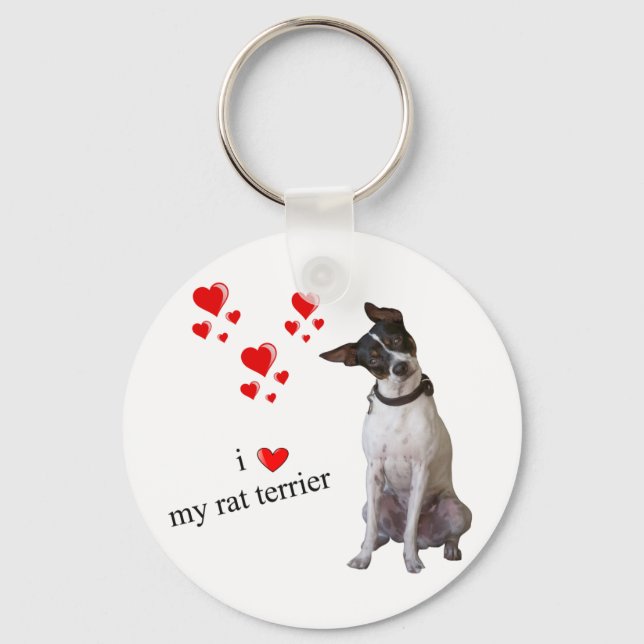 I Love my Rat Terrier Keychain (Front)