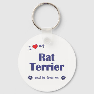 I Love My Rat Terrier (Male Dog) Keychain