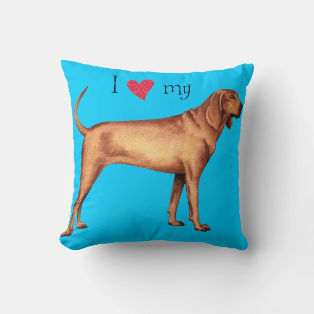 I Love my Redbone Coonhound Throw Pillow (Front)