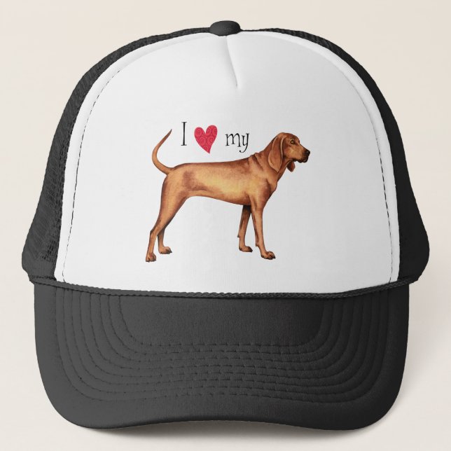 I Love my Redbone Coonhound Trucker Hat (Front)