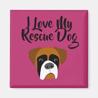 I Love My Rescue Boxer Magnet