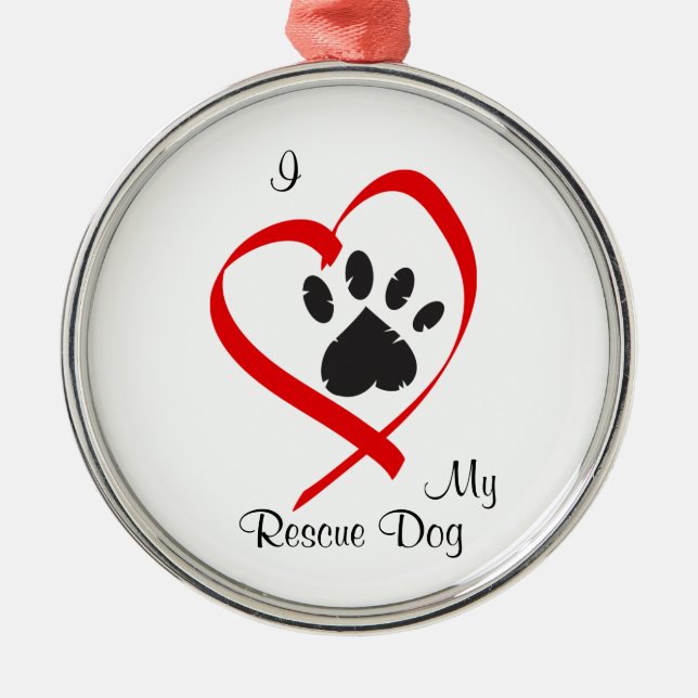 I Love My Rescue Dog Colour Ornament (Front)