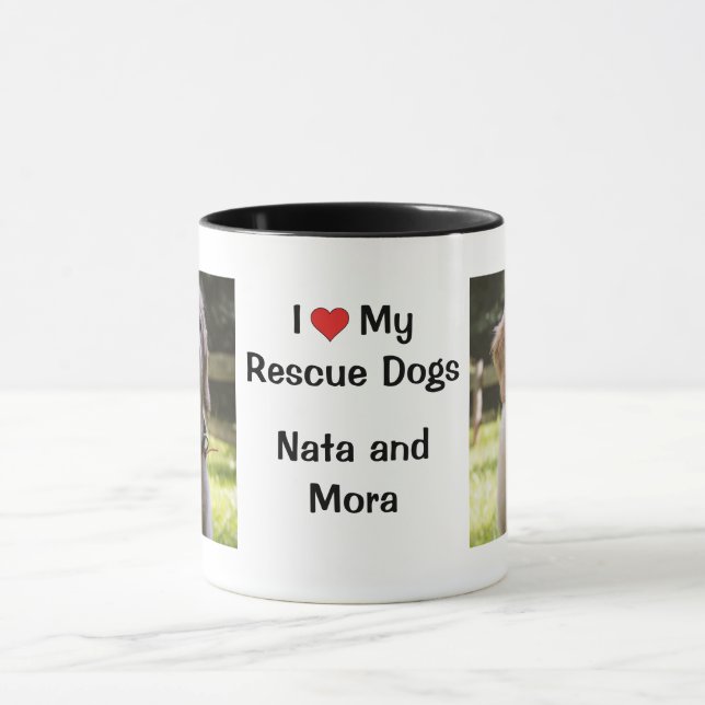 I Love my Rescue Dogs | name and photo Coffee Mug (Center)